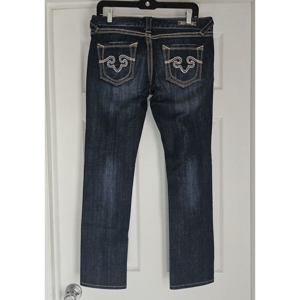 ReRock For Express Low Rise Skinny Jeans Womens 10 34x30 Dark Wash Y2K McBling